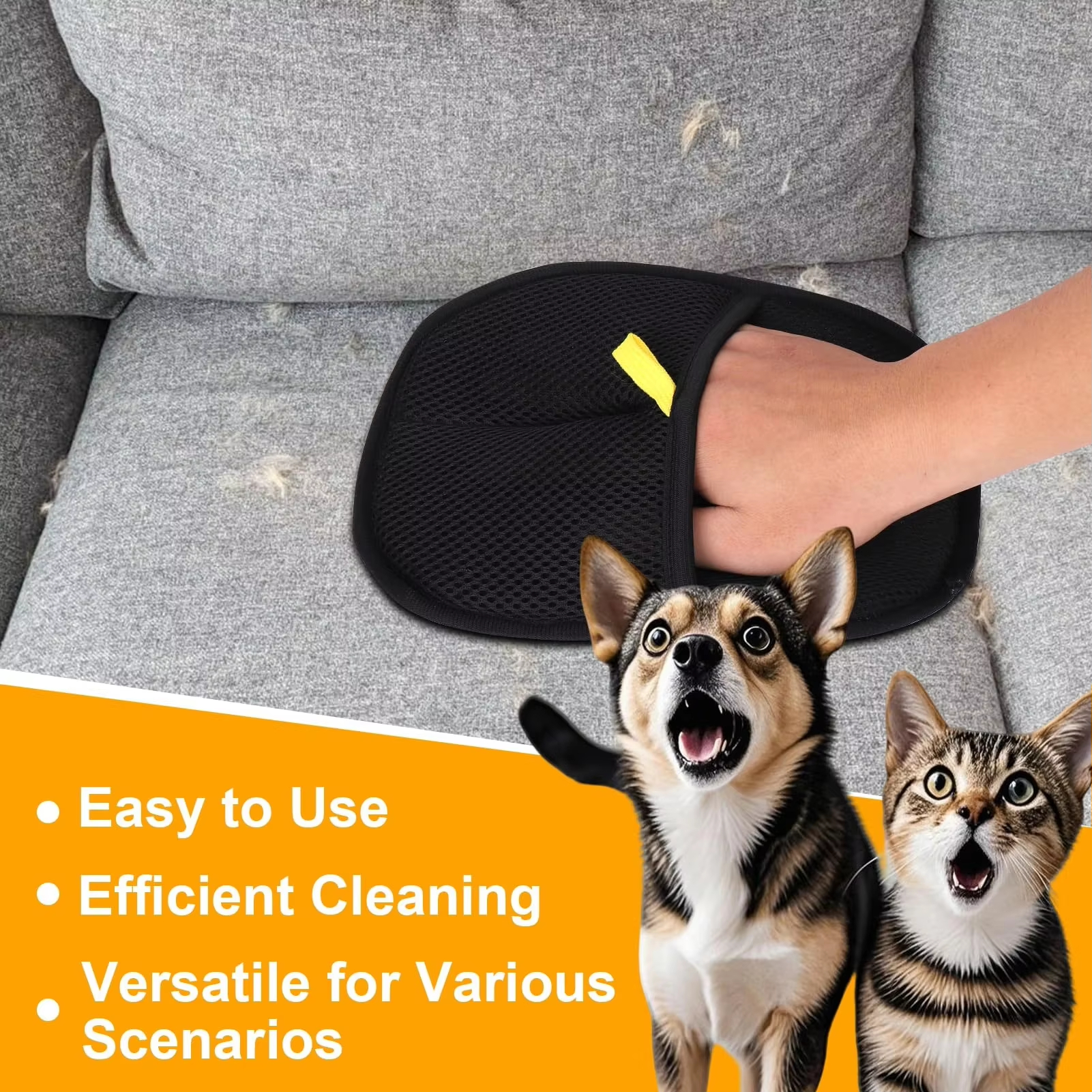 Pet Grooming Glove - Pet Hair Removal Tool Reusable Static
