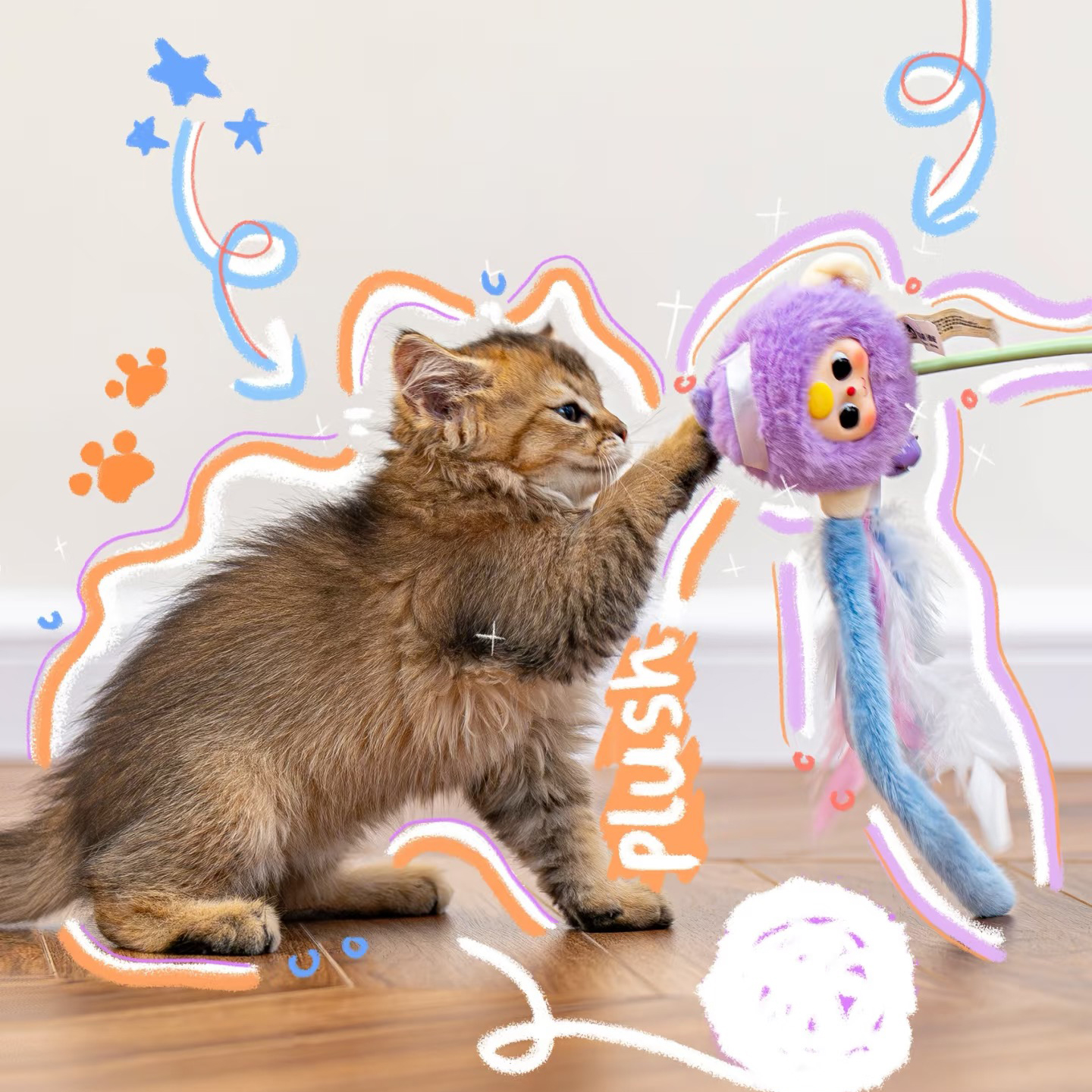 Genuine Baby Three Cat Teasing - Interactive Cat Toy ulasan dan harga