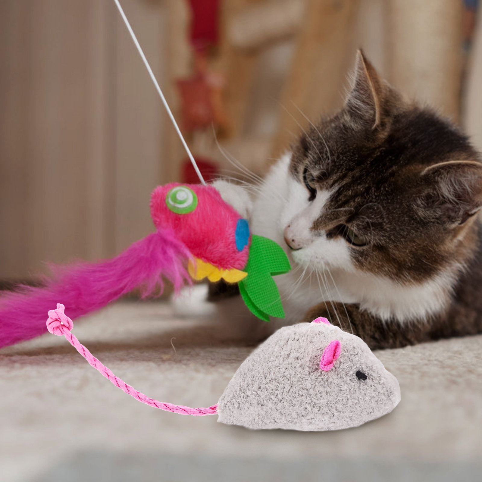 4Pcs Realistic Simulation Mous - Interactive Cat Toy ulasan dan harga